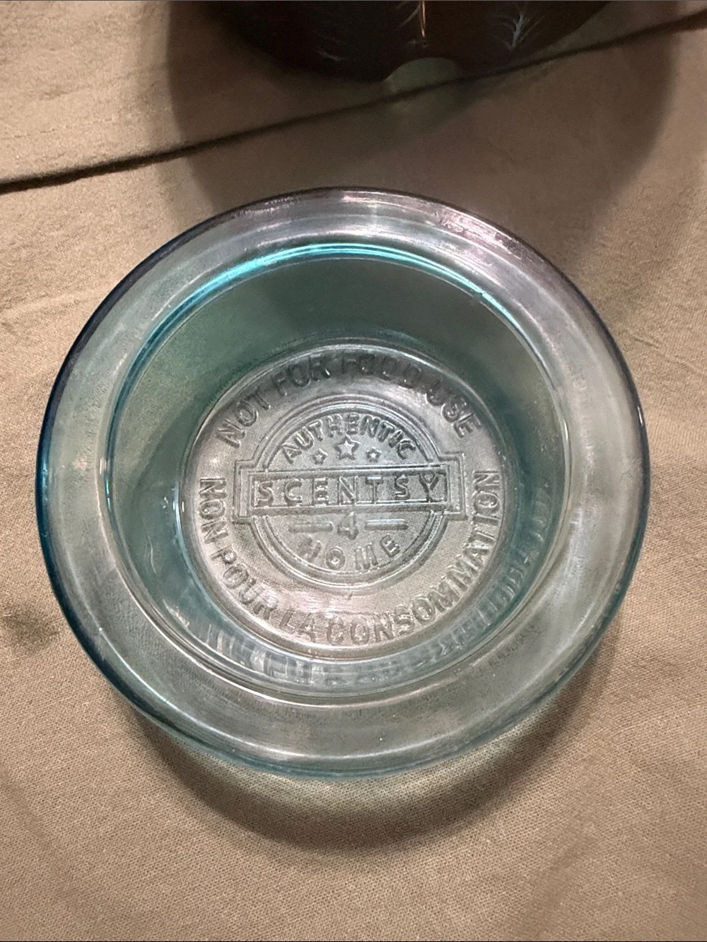 Rare teal Glass Decorative Wax Warmer with Peacock Feather Motif
